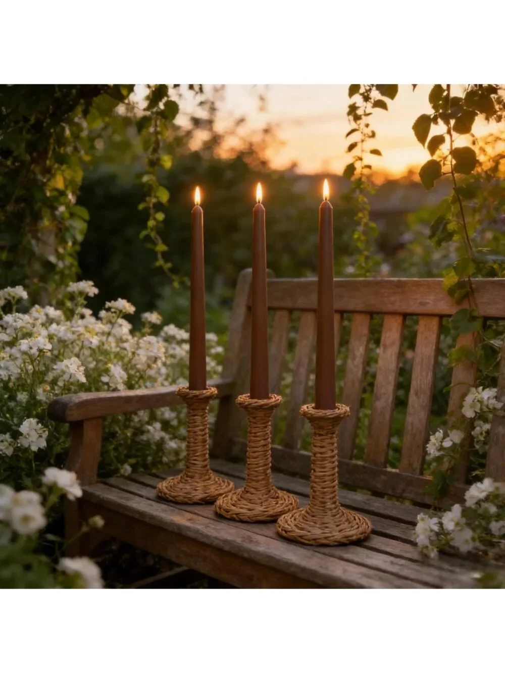 12-Pack Unscented Brown Taper Candles, 10 Inch Dripless, Long-Lasting for Home